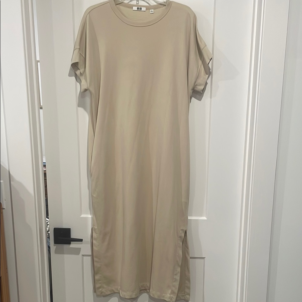 Beige Casual T-Shirt Dress